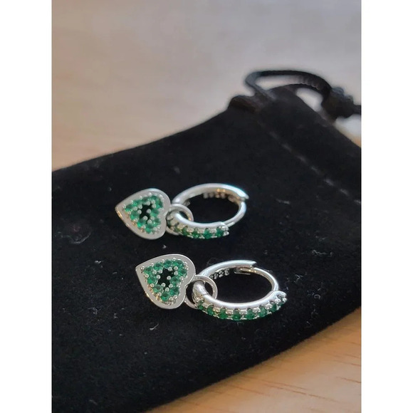 Solid Sterling Silver 925 Rhodium Plated Huggies - Picture 2 of 4